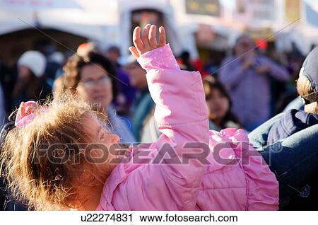 Stock Image -  albq balloon fiesta blonde girl child kid back. Fotosearch