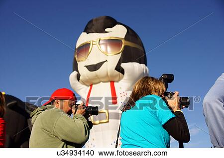 Stock Image -  albq balloon fiesta cameras media press special. Fotosearch