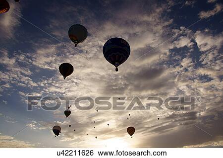 albq balloon fiesta colorful hot-air silhouette View Large Photo Image Stock Photograph - albq balloon fiesta colorful hot-air silhouette. Fotosearch