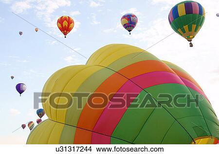 Picture -  albq balloon fiesta flying launching ascension. Fotosearch