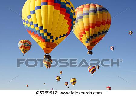 Stock Image -  albq balloon fiesta scattered hot-air hot air. Fotosearch