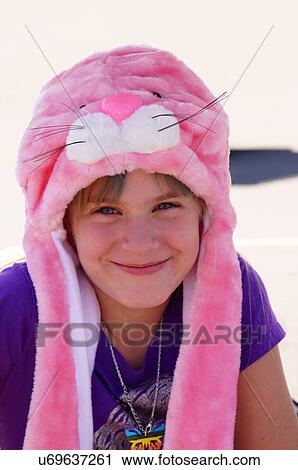 Stock Image -  albq balloon fiesta smiling girl child kid pink. Fotosearch