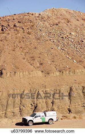 Stock Photograph -  border patrol truck base of cristo el rey statue. Fotosearch