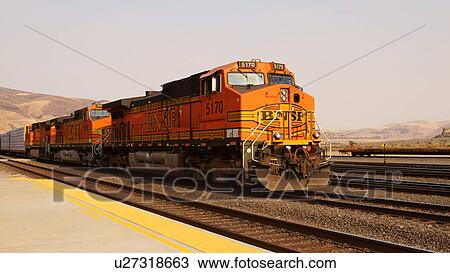 Stock Image -  burlington northern sante fe bnsf train wishram. Fotosearch