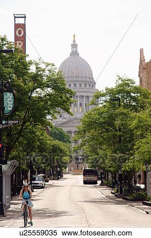 capitol building seen state street st madison wi View Large Photo Image Stock Photography - capitol building seen state street st madison wi. Fotosearch