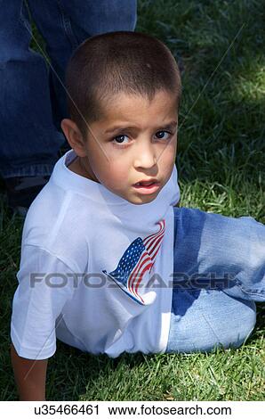 Stock Image -  child kid boy american flag tshirt las vegas new. Fotosearch