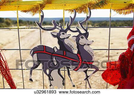 Stock Image -  christmas decoration gate reindeer new mexico nm. Fotosearch
