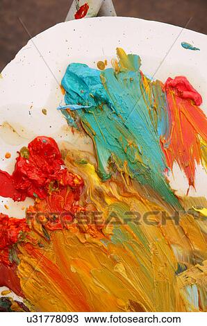 closeup of artist palette pallette paint intense View Large Photo Image Stock Image - closeup of artist palette pallette paint intense. Fotosearch