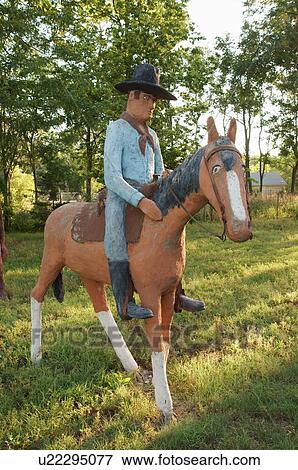 cowboy horse glenn stark yard art sculpture ks View Large Photo Image Stock Photo - cowboy horse glenn stark yard art sculpture ks. Fotosearch