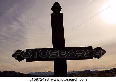 Stock Image -  cross silhouette new mexico nm velarde iglesia. Fotosearch
