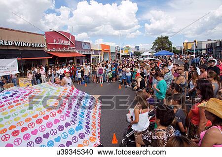 Stock Image -  crowd watching event perform route 66 festival. Fotosearch