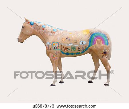 Stock Image -  cutout painted decorated designed horses horse. Fotosearch