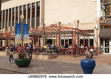 Stock Photograph -  denver colorado downtown mall 17th street cafe. Fotosearch