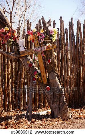 Stock Image -  descansos resting place roadside memorial taos. Fotosearch