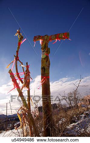 Stock Photograph -  descansos roadside memorial resting place death. Fotosearch