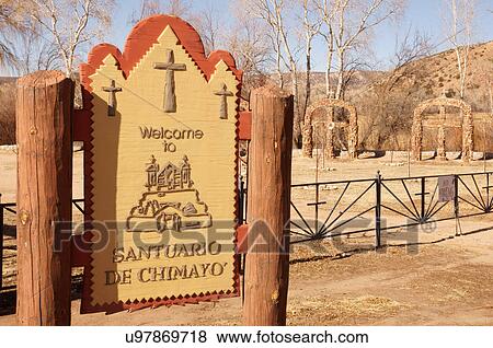 entrance sign welcome el santuario de chimayo View Large Photo Image Stock Photo - entrance sign welcome el santuario de chimayo. Fotosearch
