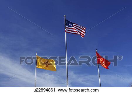 Stock Image -  flags school for the deaf santa fe new mexico nm. Fotosearch