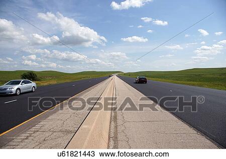 Stock Image -  flat hills traffic cars 35 south kansas ks carry. Fotosearch