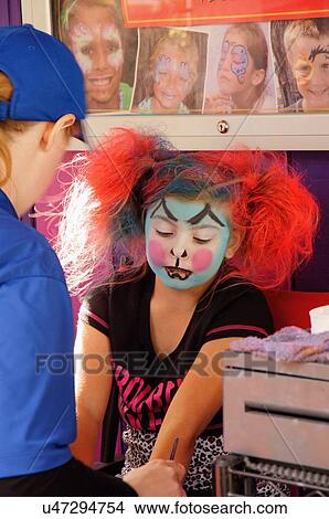 girl child kid female facepaint face paint como View Large Photo Image Picture - girl child kid female facepaint face paint como. Fotosearch
