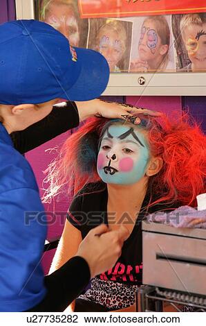 Stock Image -  girl child kid female facepaint face paint como. Fotosearch