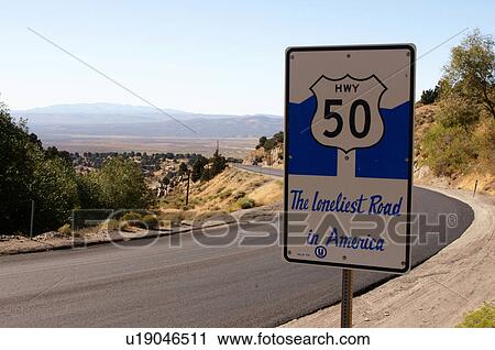 Stock Image -  highway hiway 50 loneliest road in america nv. Fotosearch