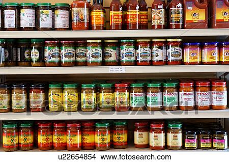 jars of new mexico chile green red salsa still View Large Photo Image Picture - jars of new mexico chile green red salsa still. Fotosearch