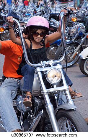 motorcycle bikers girl child kid man male person View Large Photo Image Stock Photo - motorcycle bikers girl child kid man male person. Fotosearch