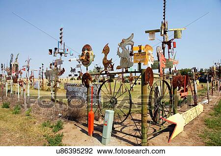 Stock Image -  mt liggetts political satire metal sculpture ks. Fotosearch