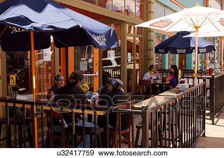 Stock Photo -  outdoor cafe patio restaurant table las vegas nm. Fotosearch