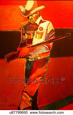 painting of cowboy with rifle display publicize View Large Photo Image Stock Image - painting of cowboy with rifle display publicize. Fotosearch