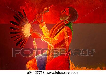 Stock Photo -  painting of indian war dance display publicize. Fotosearch