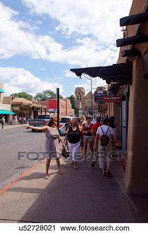 Stock Image -  people on the street santa fe new mexico nm. Fotosearch