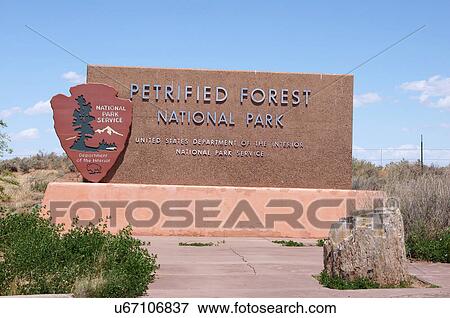 Stock Photo -  petrified forest national park sign signage. Fotosearch