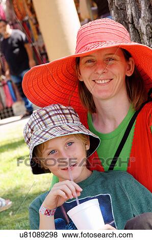 Stock Photo -  portrait headshot of mother and son caucasian. Fotosearch