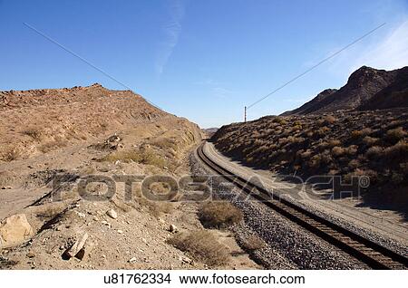 Picture -  rails tracks to asarco tower train railway el. Fotosearch