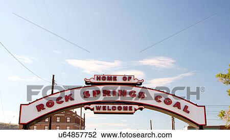 Stock Image -  rock springs coal sign gate wyoming wy county. Fotosearch