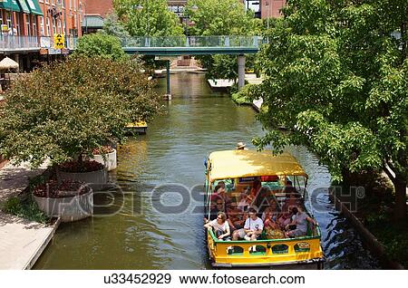 Stock Photo -  route 66 bricktown canal tour boat oklahoma city. Fotosearch