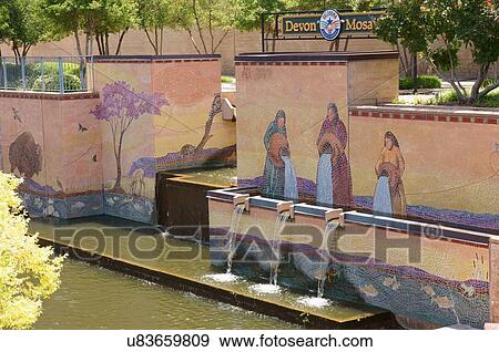 Stock Photo -  route 66 bricktown devon mosaic waterfall city. Fotosearch