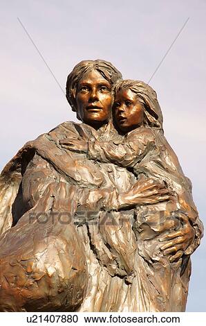 Stock Image -  route 66 bronze statue mother child kid water. Fotosearch