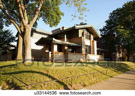 Stock Photograph -  route 66 dana thomas home illinois house susan. Fotosearch