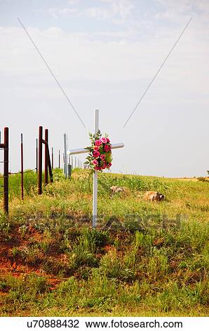 Stock Image -  route 66 descansos roadside memorial el reno ok. Fotosearch