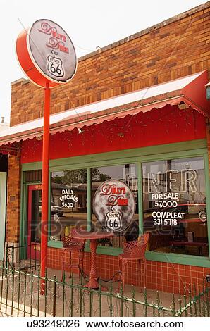 Stock Photograph -  route 66 dollys diner cafe amarillo texas tx. Fotosearch