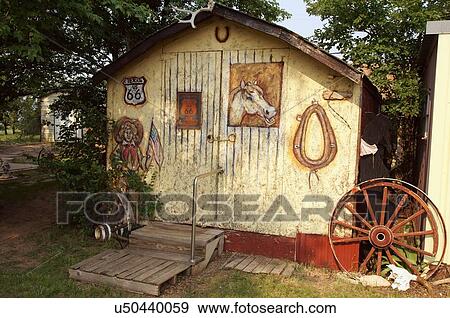 Stock Photo -  route 66 dots mini museum vega texas tx metal. Fotosearch