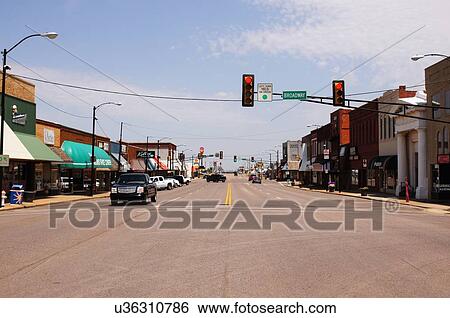Stock Photograph -  route 66 downtown ok main street st broadway. Fotosearch