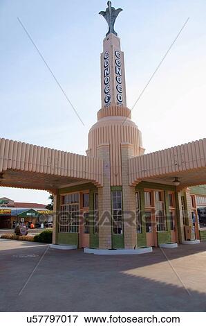 Stock Photo -  route 66 drop inn udrop shamrock texas steeple. Fotosearch