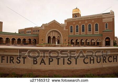 Stock Image -  route 66 first baptist church amarillo texas tx. Fotosearch