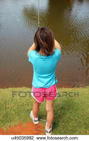 Stock Image -  route 66 girl child kid female fishing fish elk. Fotosearch
