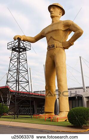 Stock Photo -  route 66 golden driller statue tulsa ok center. Fotosearch