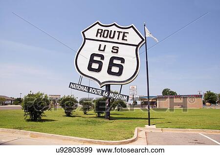Stock Photo -  route 66 huge gigantic sign museum elk city ok. Fotosearch