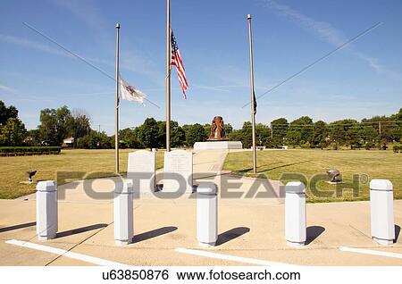 Stock Photograph -  route 66 illinois korean war memorial monument. Fotosearch